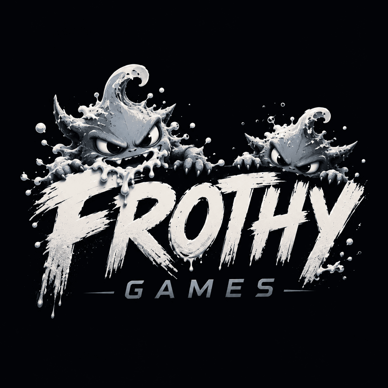 Frothy Games Studio logo, two Frothlings peeking over the frothy wordmark